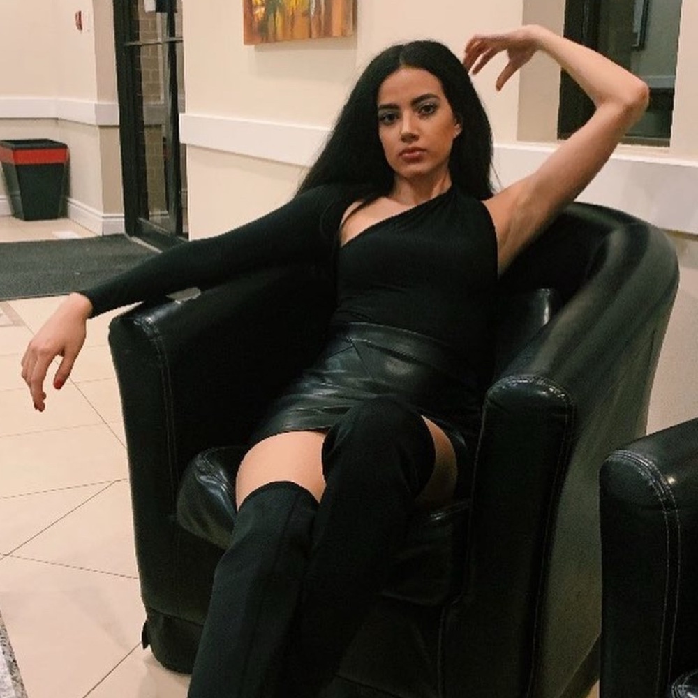 Club L London Black One-Shoulder Bodysuit